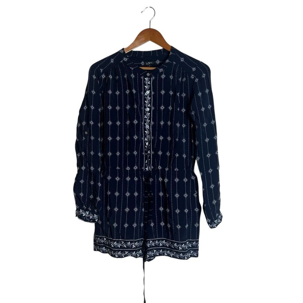 Loft navy patterned‎ romper. Size xs